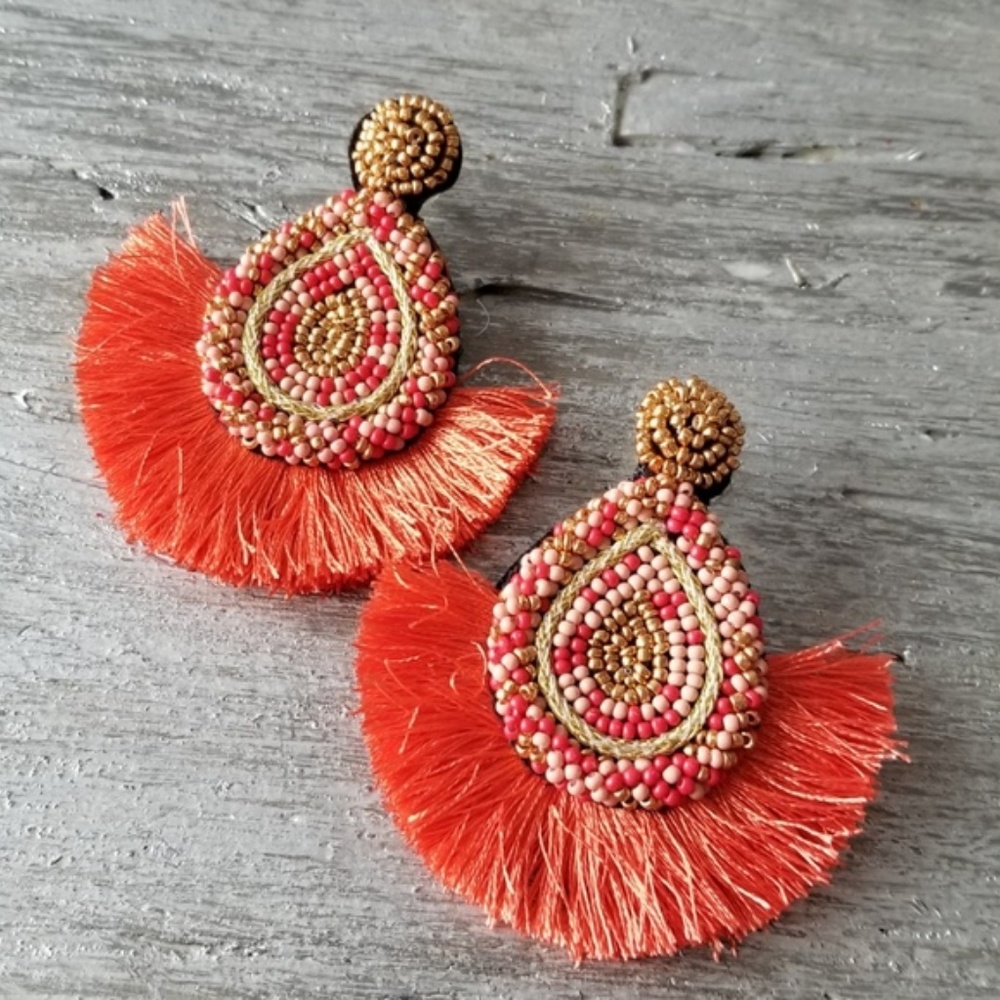 Coral Fan Earrings - Picture 2 of 4